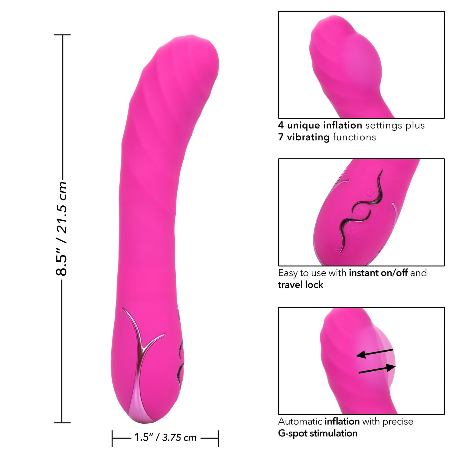 California Exotics - Insatiable G Inflatable G Spot Vibrator (Pink) -  G Spot Dildo (Vibration) Rechargeable  Durio.sg