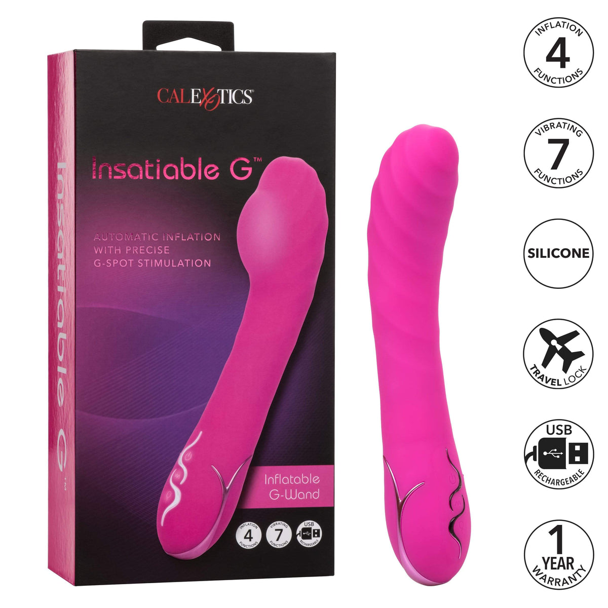 California Exotics - Insatiable G Inflatable G Spot Vibrator (Pink) -  G Spot Dildo (Vibration) Rechargeable  Durio.sg