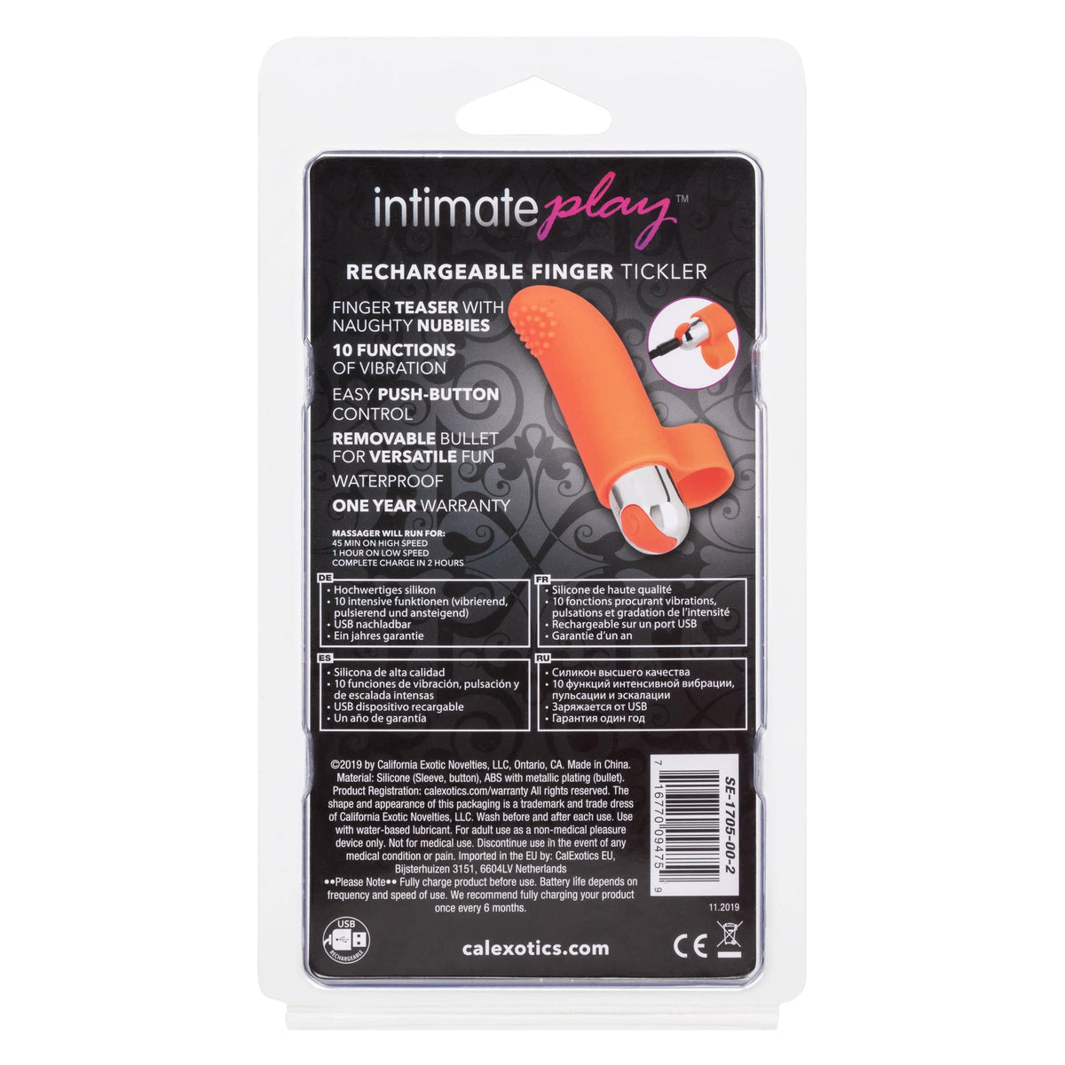 California Exotics - Intimate Play Rechargeable Finger Tickler Clit Massager (Orange) -  Clit Massager (Vibration) Rechargeable  Durio.sg