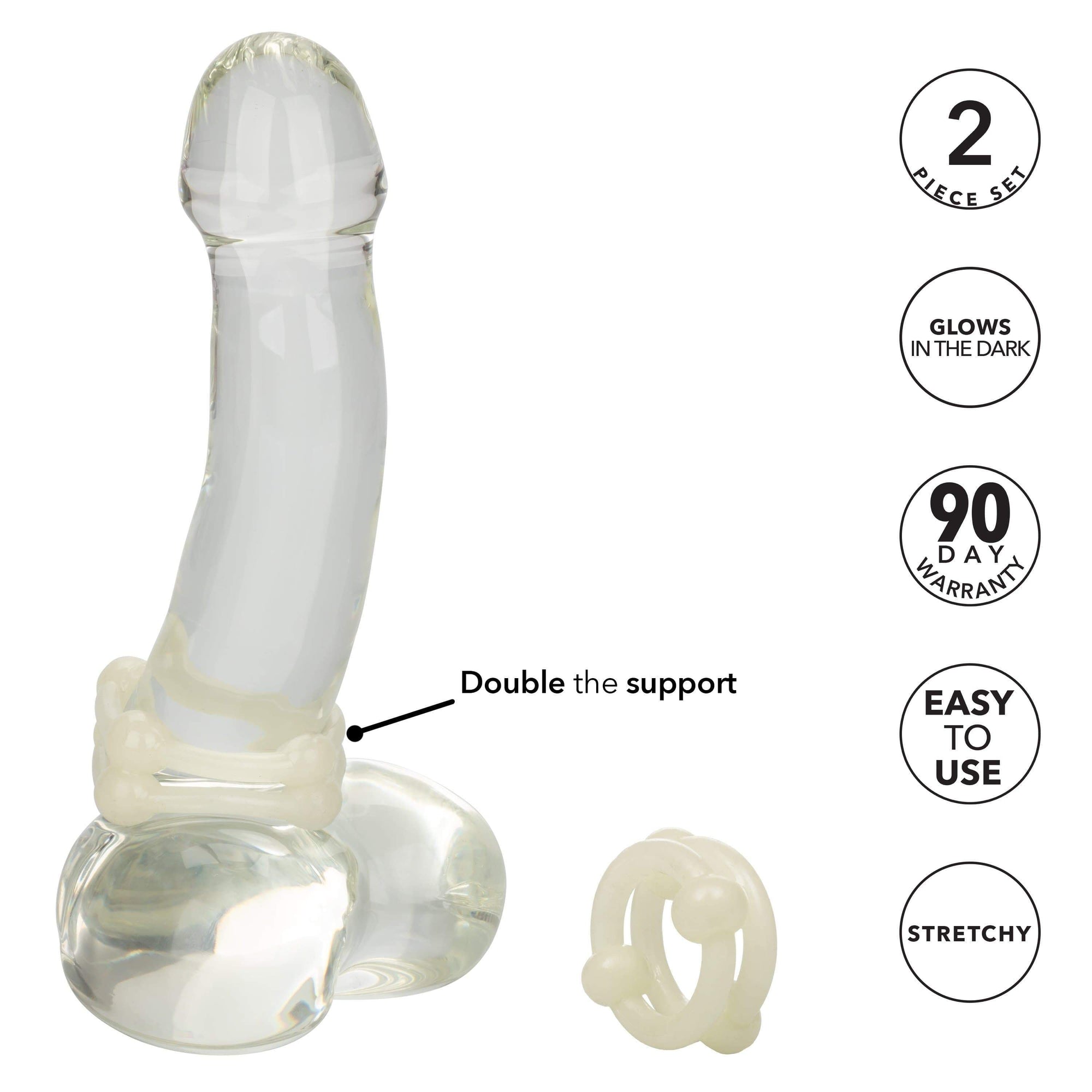 California Exotics - Island Rings Double Stacker Cock Ring (White) -  Cock Ring (Non Vibration)  Durio.sg