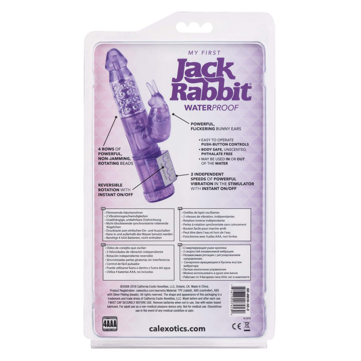 California Exotics - Jack Rabbit My First Jack Rabbit Vibrator (Purple) -  Rabbit Dildo (Vibration) Non Rechargeable  Durio.sg