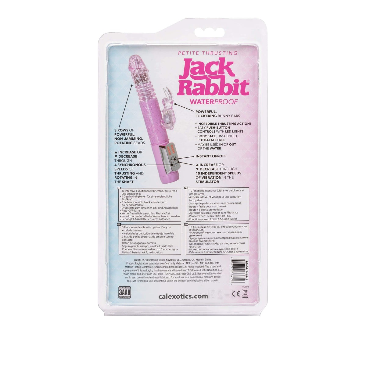 California Exotics - Jack Rabbit Petite Thrusting Jack Rabbit Vibrator (Pink) -  Rabbit Dildo (Vibration) Non Rechargeable  Durio.sg