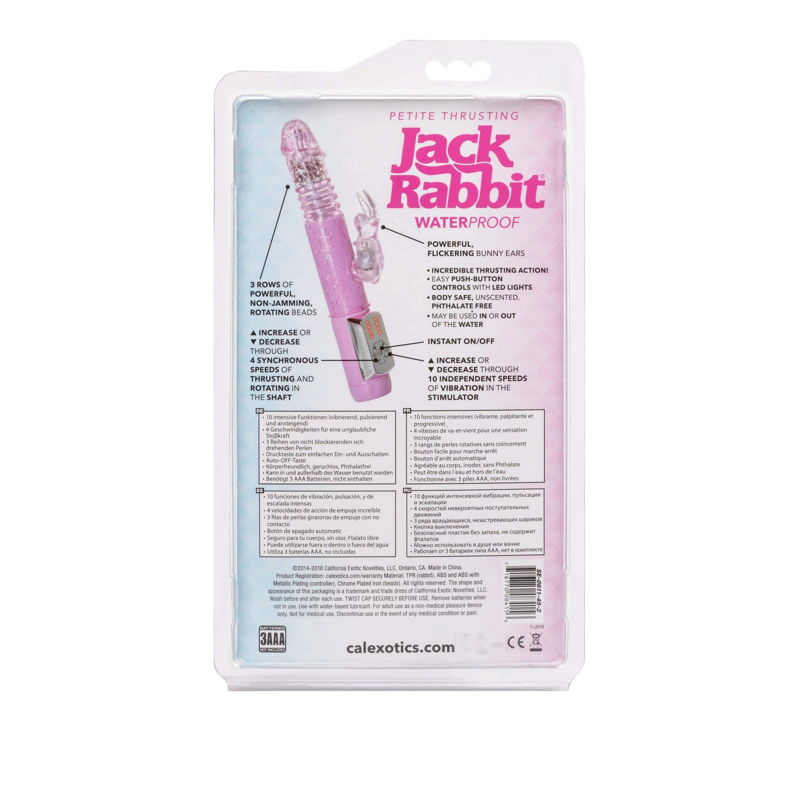 California Exotics - Jack Rabbit Petite Thrusting Jack Rabbit Vibrator (Pink) -  Rabbit Dildo (Vibration) Non Rechargeable  Durio.sg