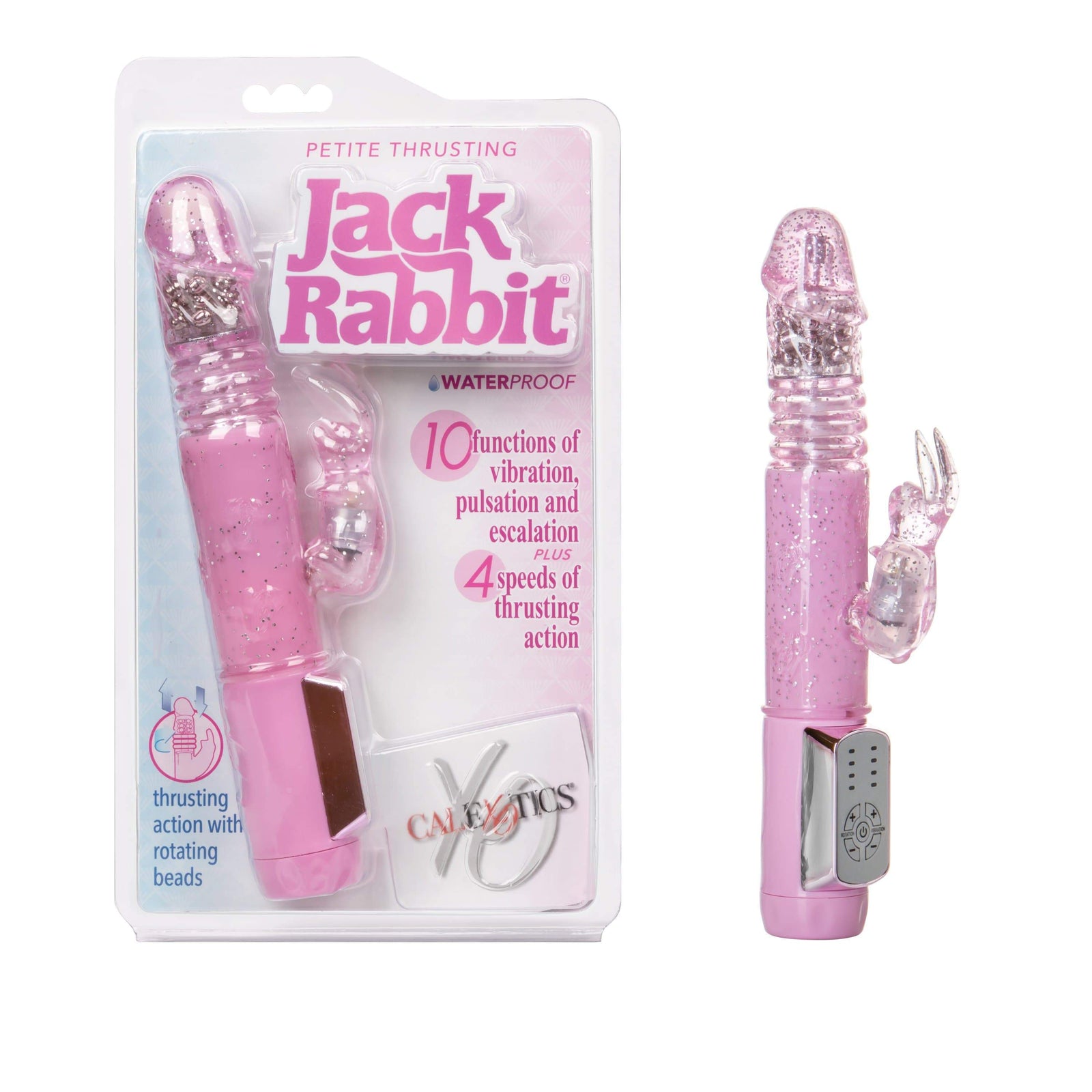 California Exotics - Jack Rabbit Petite Thrusting Jack Rabbit Vibrator (Pink) -  Rabbit Dildo (Vibration) Non Rechargeable  Durio.sg
