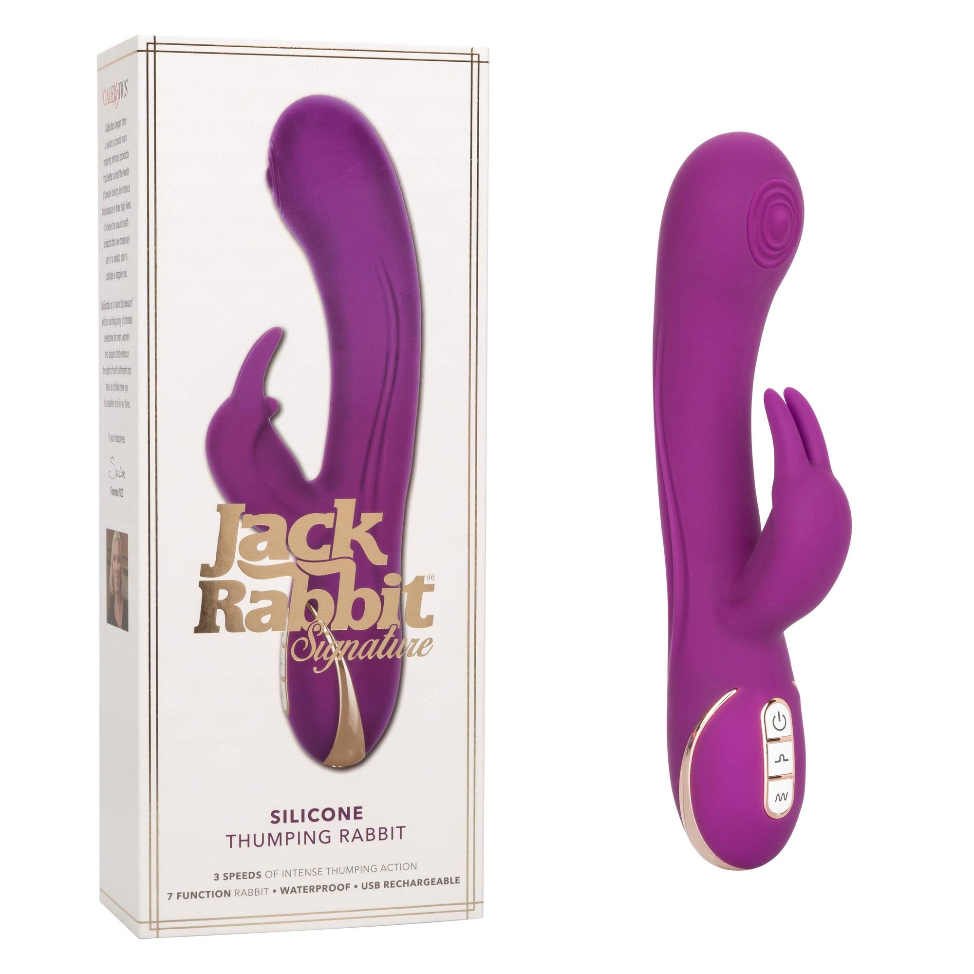 California Exotics - Jack Rabbit Signature Silicone Thumping Rabbit Vibrator (Purple) -  Rabbit Dildo (Vibration) Rechargeable  Durio.sg