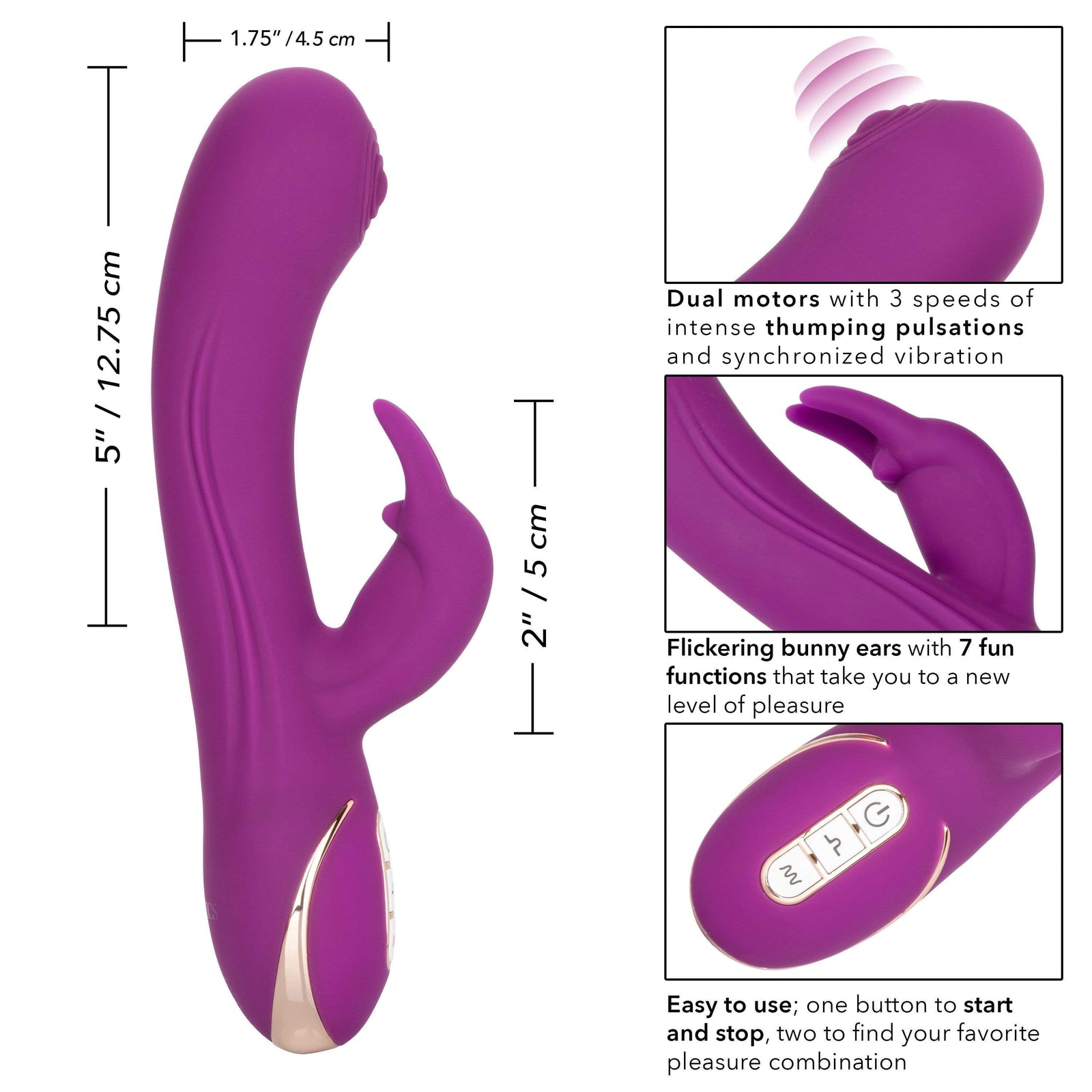 California Exotics - Jack Rabbit Signature Silicone Thumping Rabbit Vibrator (Purple) -  Rabbit Dildo (Vibration) Rechargeable  Durio.sg