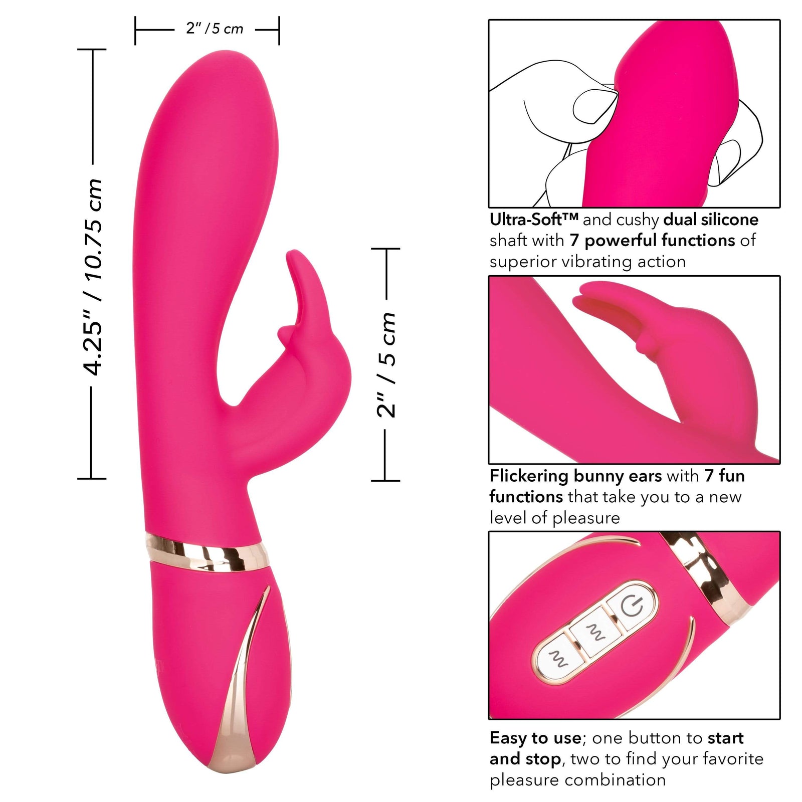 California Exotics - Jack Rabbit Signature Silicone Ultra Soft Rabbit Vibrator (Pink) -  Rabbit Dildo (Vibration) Rechargeable  Durio.sg