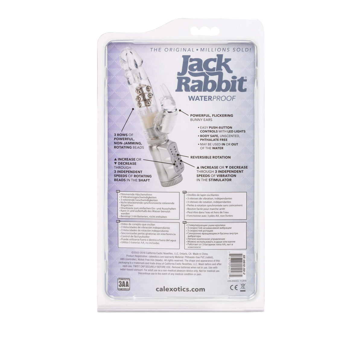California Exotics - Jack Rabbit Waterproof 3 Rows Jack Rabbit Vibrator (Grey) -  Rabbit Dildo (Vibration) Non Rechargeable  Durio.sg