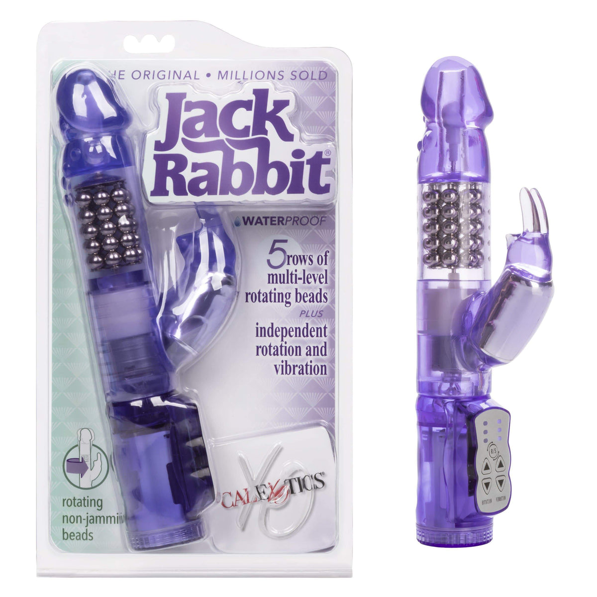 California Exotics - Jack Rabbit Waterproof 5 Rows Jack Rabbit Vibrator (Purple) -  Rabbit Dildo (Vibration) Non Rechargeable  Durio.sg