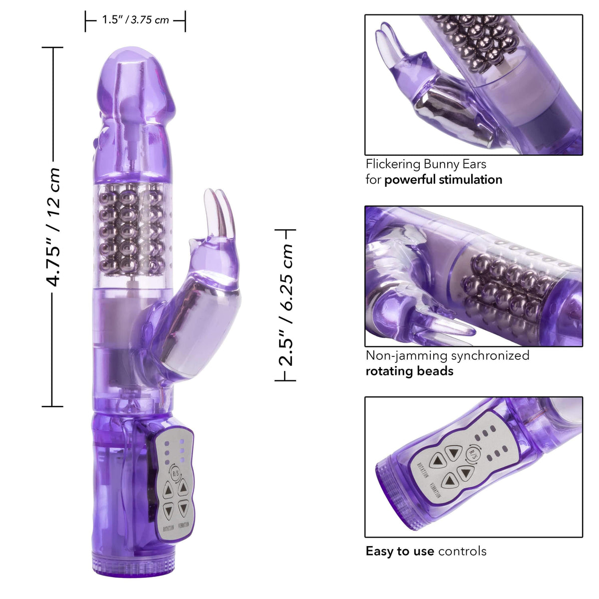 California Exotics - Jack Rabbit Waterproof 5 Rows Jack Rabbit Vibrator (Purple) -  Rabbit Dildo (Vibration) Non Rechargeable  Durio.sg