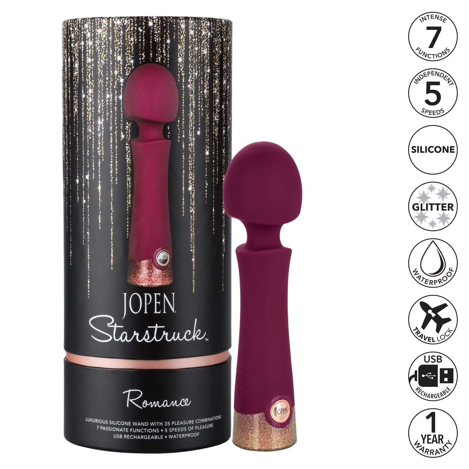 California Exotics - Jopen Starstruck Romance Luxurious Silicone Wand Massager (Red) -  Wand Massagers (Vibration) Rechargeable  Durio.sg