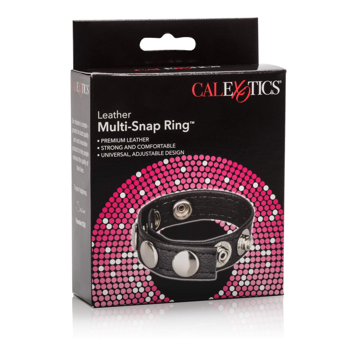 California Exotics - Leather Multi-Snap Cock Ring (Black) -  Leather Cock Ring (Non Vibration)  Durio.sg