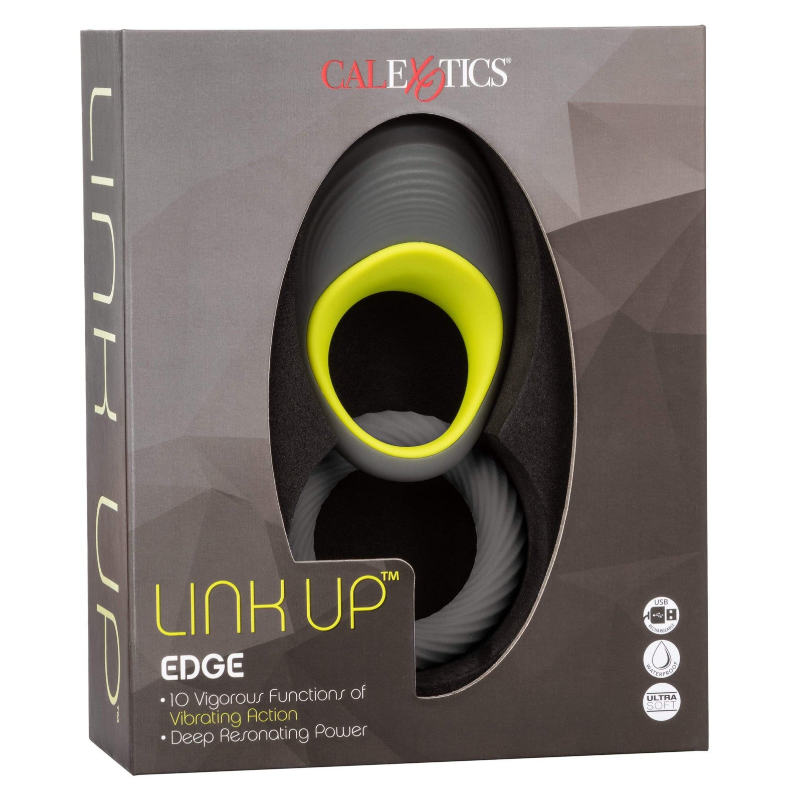 California Exotics - Link Up Edge Vibrating Cock Ring (Grey) -  Silicone Cock Ring (Vibration) Rechargeable  Durio.sg