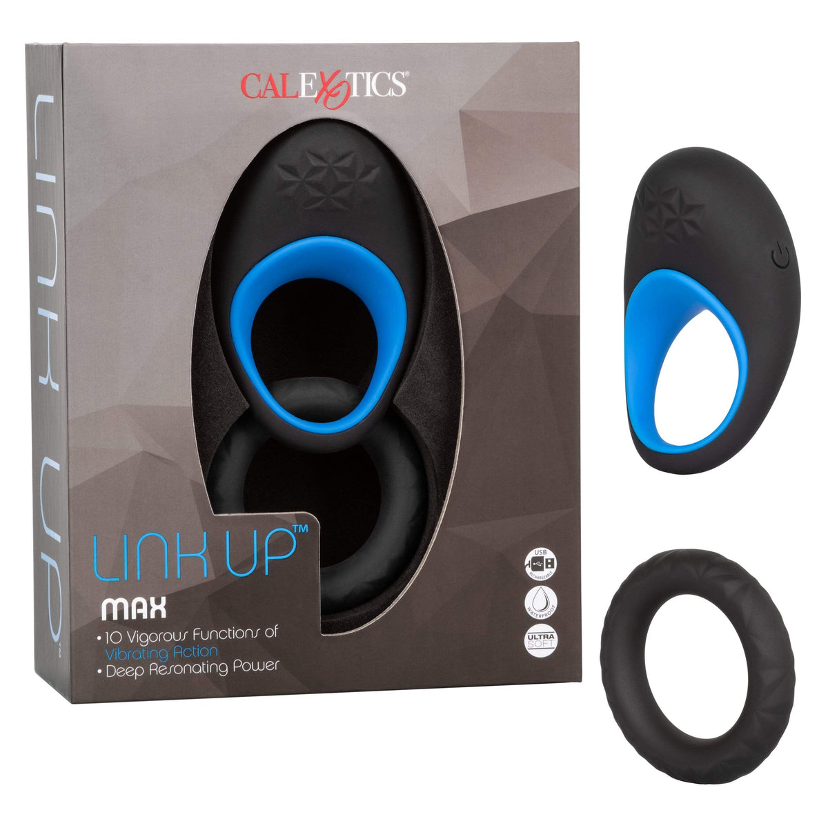 California Exotics - Link Up Max Vibrating Cock Ring (Black) -  Silicone Cock Ring (Vibration) Rechargeable  Durio.sg