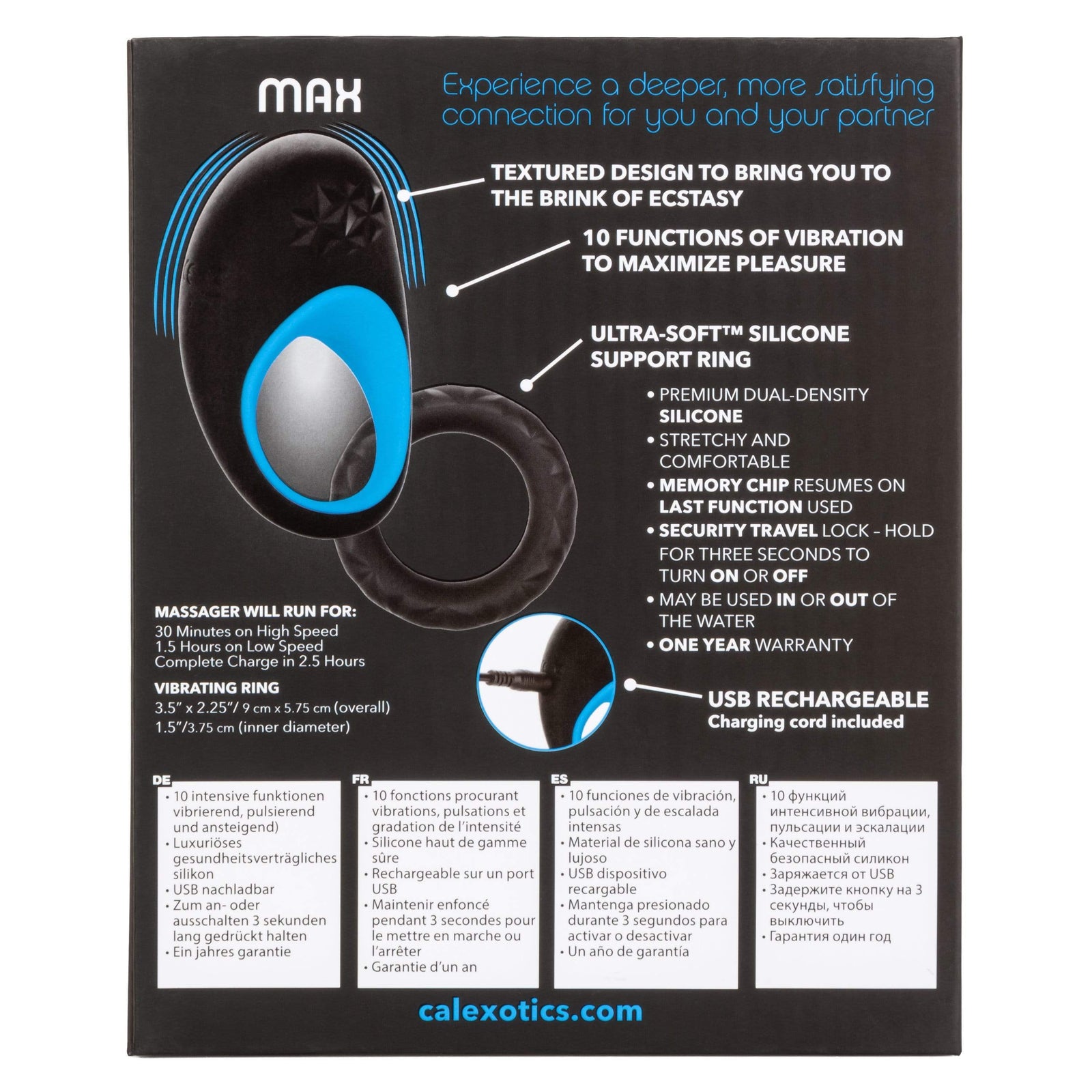 California Exotics - Link Up Max Vibrating Cock Ring (Black) -  Silicone Cock Ring (Vibration) Rechargeable  Durio.sg