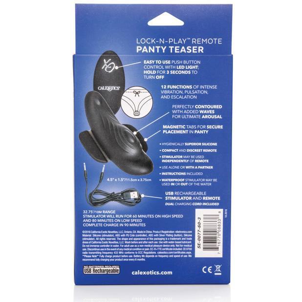 California Exotics - Lock N Play Remote Panty Vibrator (Black) -  Wireless Remote Control Egg (Vibration) Rechargeable  Durio.sg