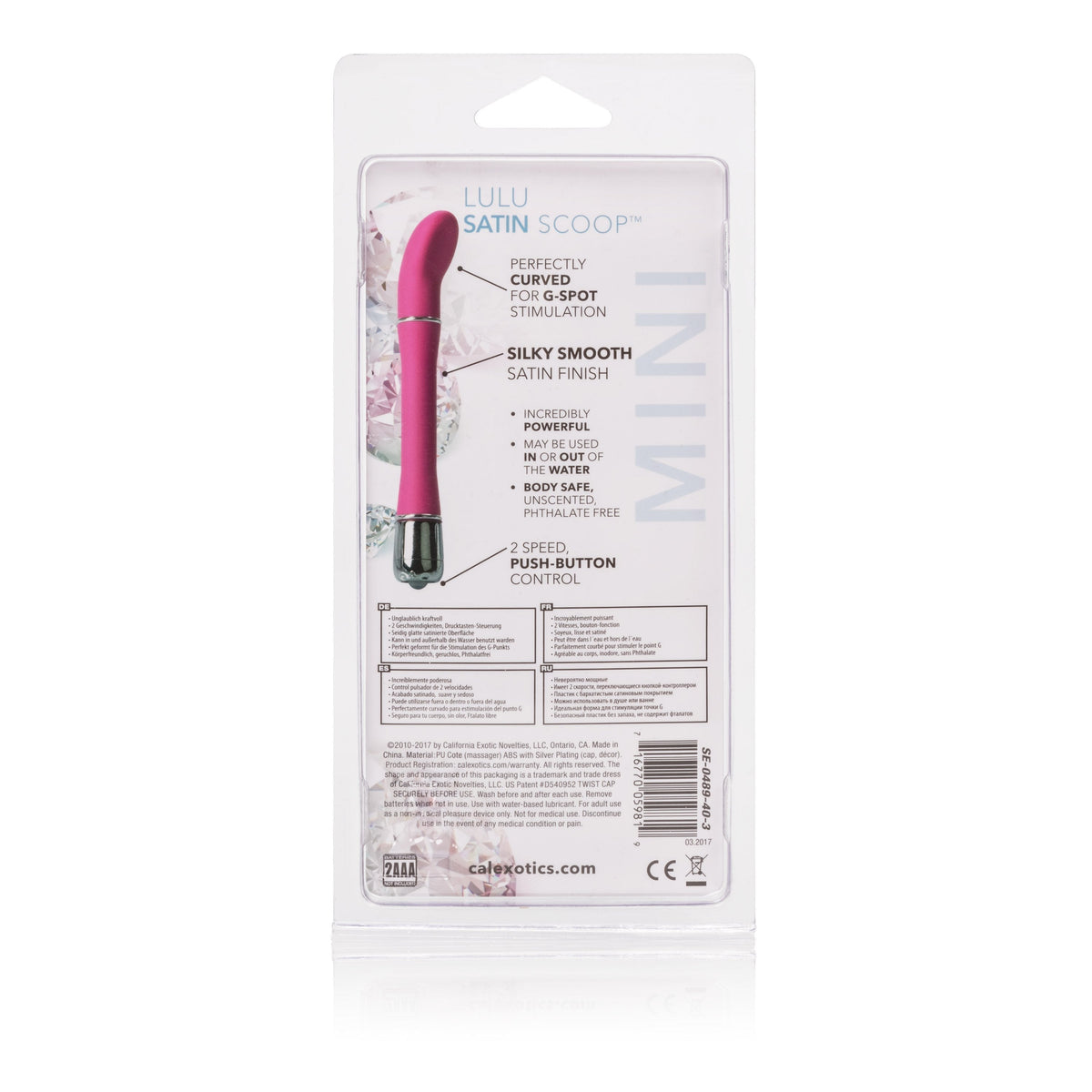 California Exotics - Lulu Satin Scoop Mini Vibrator (Pink) -  G Spot Dildo (Vibration) Non Rechargeable  Durio.sg