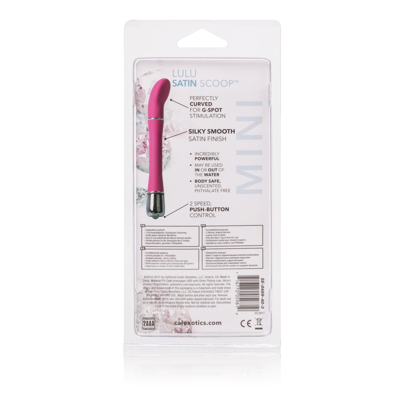 California Exotics - Lulu Satin Scoop Mini Vibrator (Pink) -  G Spot Dildo (Vibration) Non Rechargeable  Durio.sg