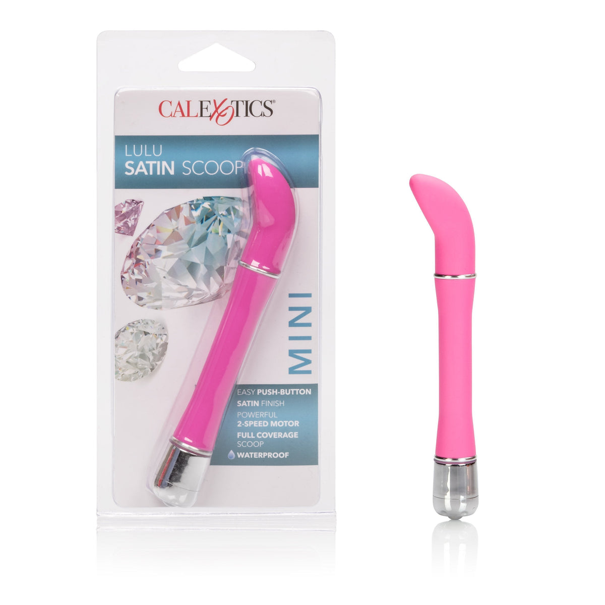 California Exotics - Lulu Satin Scoop Mini Vibrator (Pink) -  G Spot Dildo (Vibration) Non Rechargeable  Durio.sg