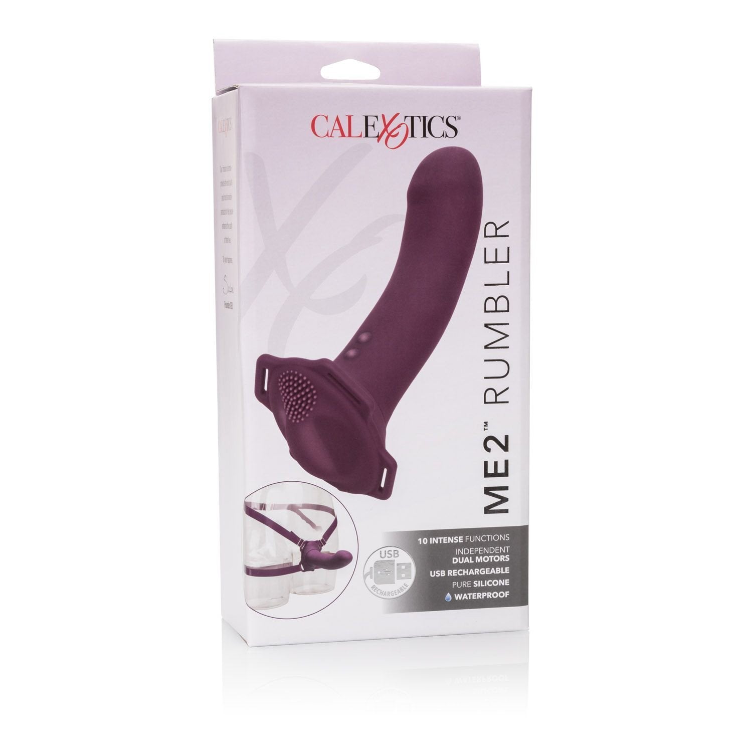 California Exotics - Me2 Rumbler Strap On Vibrating Dildo (Purple) -  Strap On with Non hollow Dildo for Female (Vibration) Rechargeable  Durio.sg
