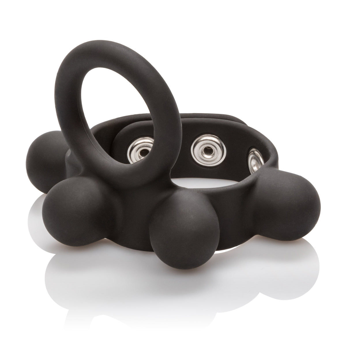 California Exotics - Medium Weighted C Ring Ball Stretcher Cock Ring (Black) -  Silicone Cock Ring (Non Vibration)  Durio.sg