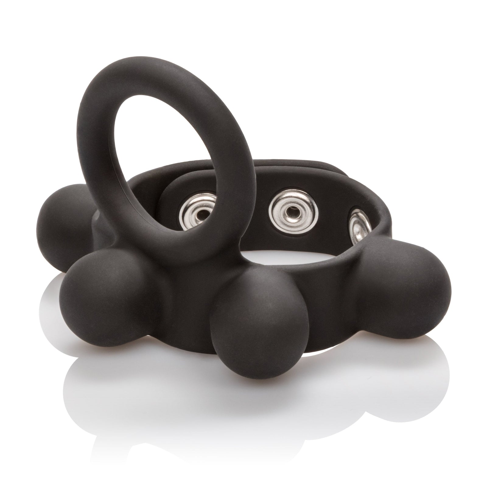 California Exotics - Medium Weighted C Ring Ball Stretcher Cock Ring (Black) -  Silicone Cock Ring (Non Vibration)  Durio.sg