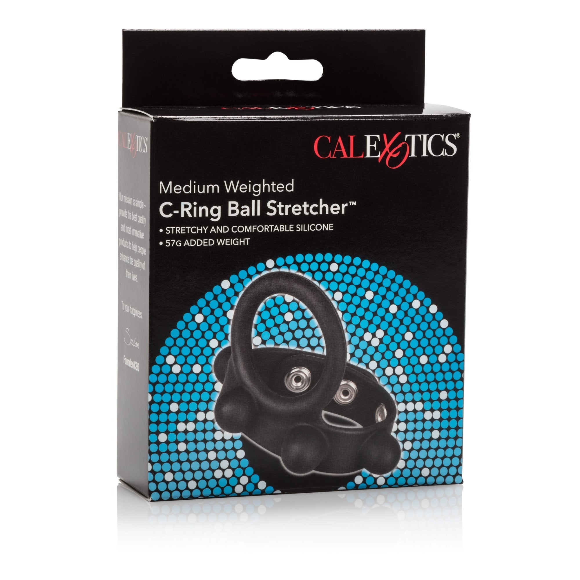 California Exotics - Medium Weighted C Ring Ball Stretcher Cock Ring (Black) -  Silicone Cock Ring (Non Vibration)  Durio.sg