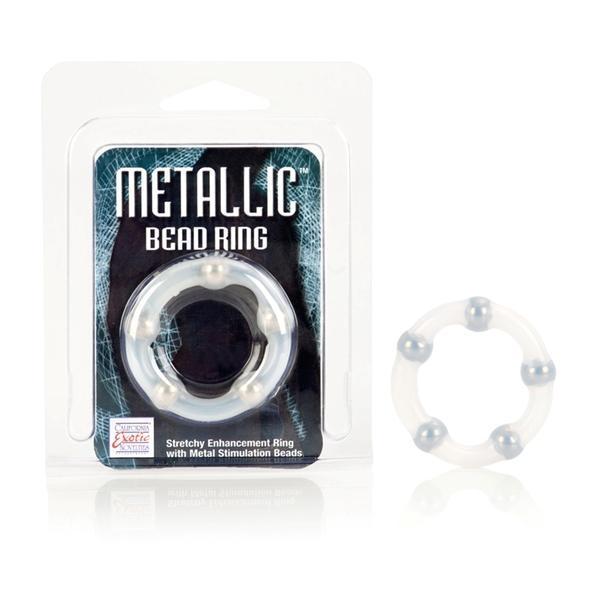 California Exotics - Metallic Bead Cock Ring -  Silicone Cock Ring (Non Vibration)  Durio.sg