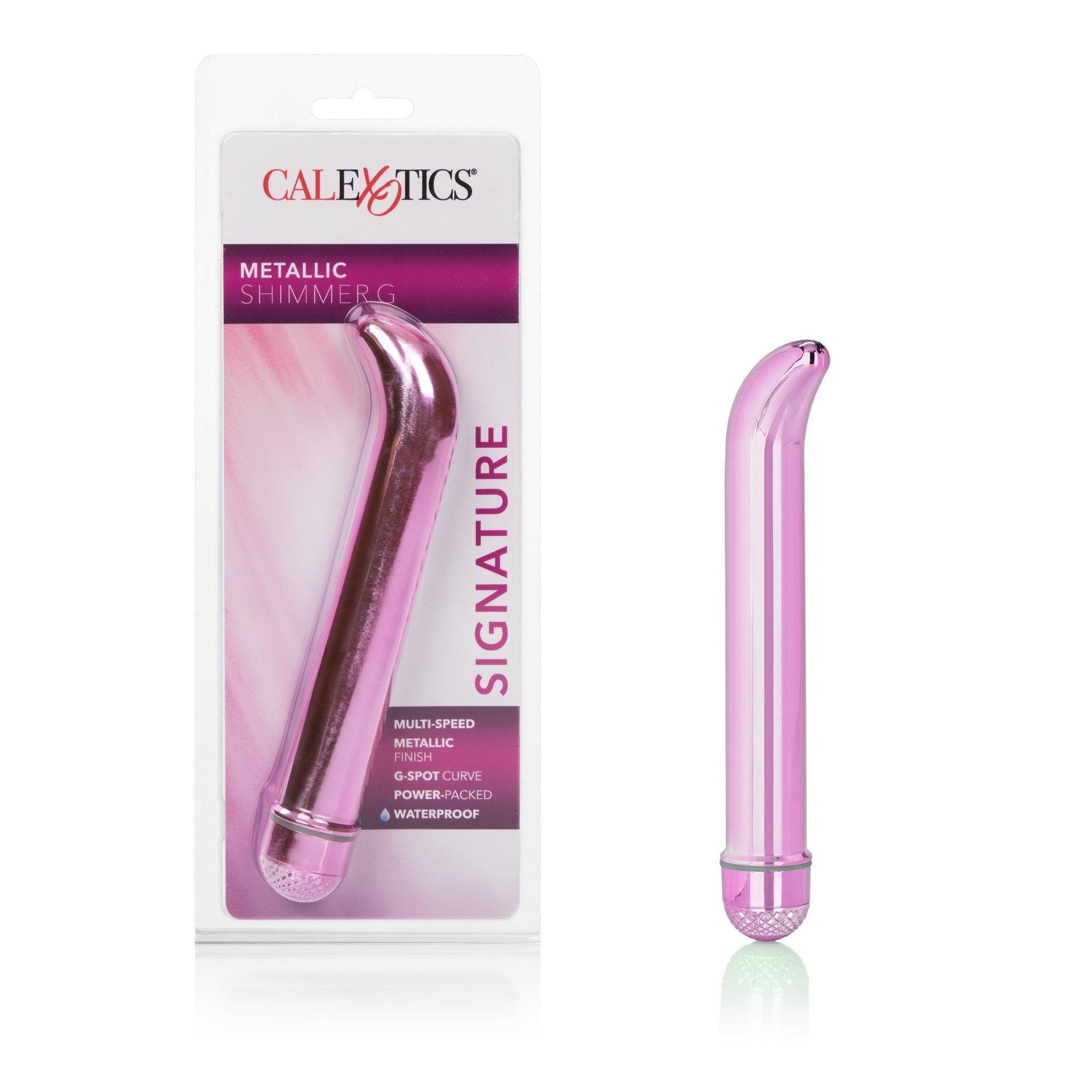 California Exotics - Metallic Shimmer G Signature Vibrator (Pink) -  G Spot Dildo (Vibration) Non Rechargeable  Durio.sg
