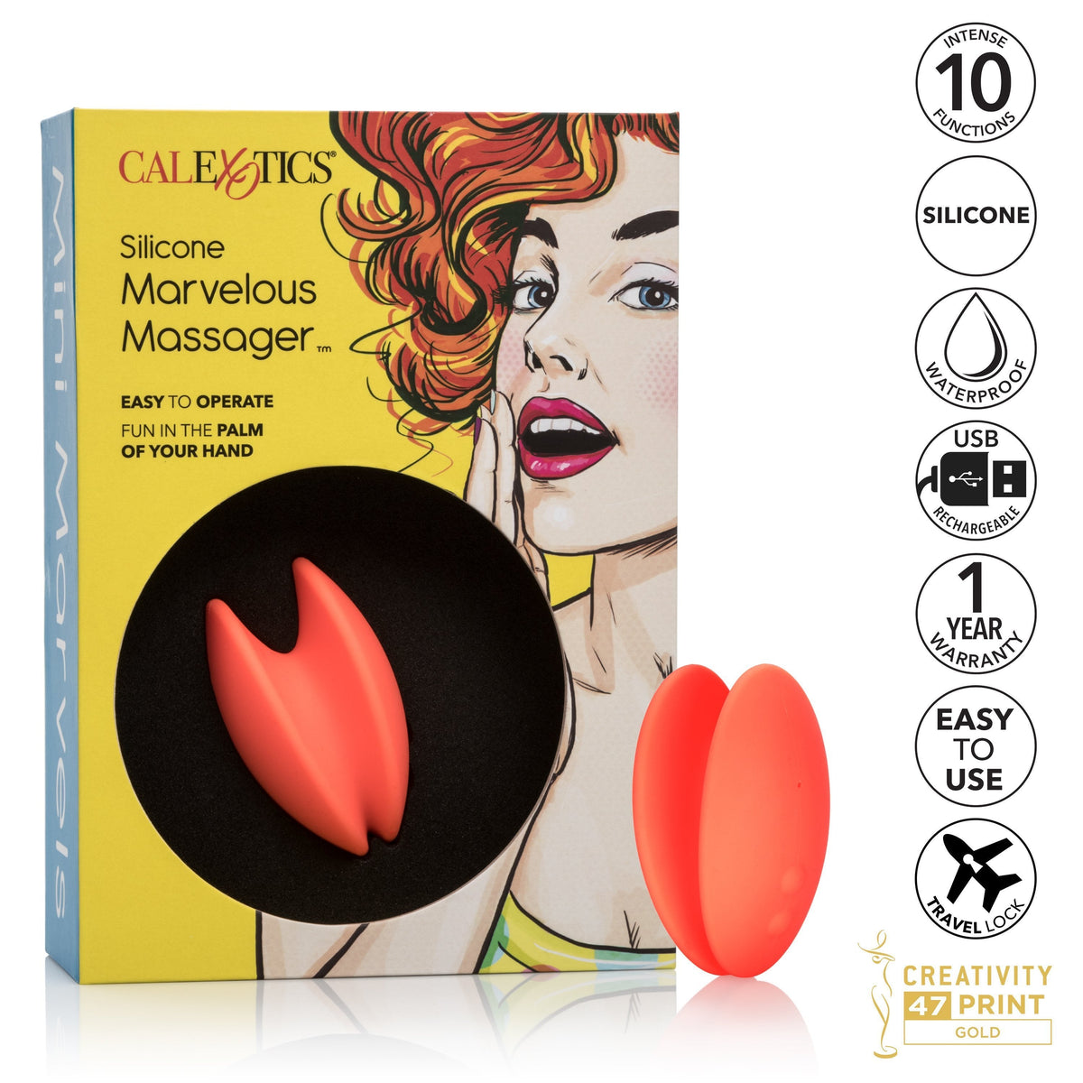 California Exotics - Mini Marvels Silicone Marvelous Clit Massager (Orange) -  Clit Massager (Vibration) Rechargeable  Durio.sg