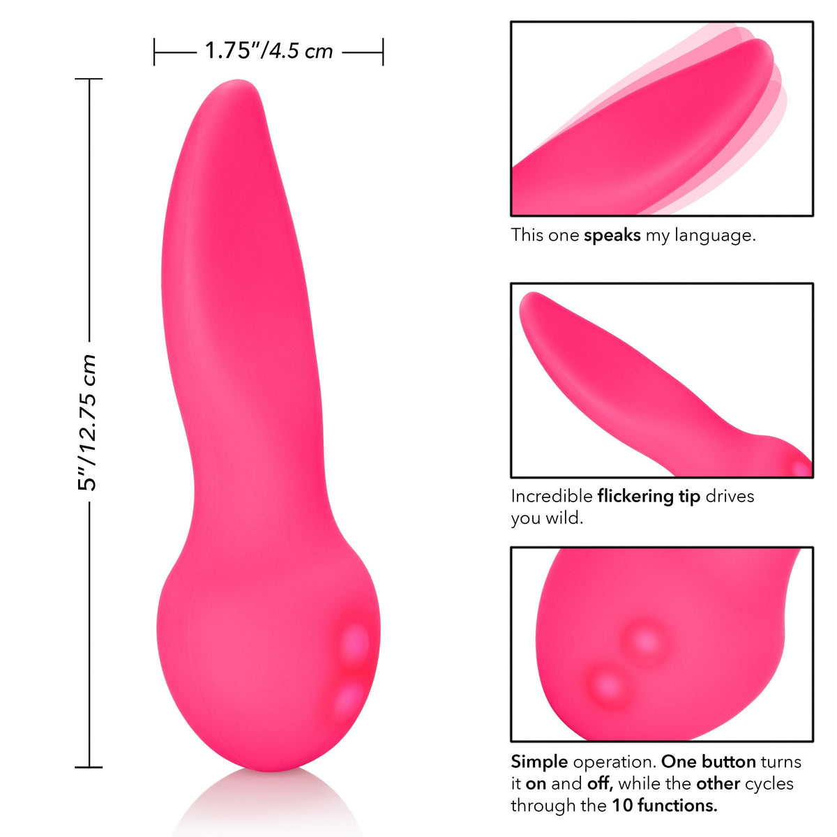 California Exotics - Mini Marvels Silicone Marvelous Flicker Clit Massager (Pink) -  Clit Massager (Vibration) Rechargeable  Durio.sg
