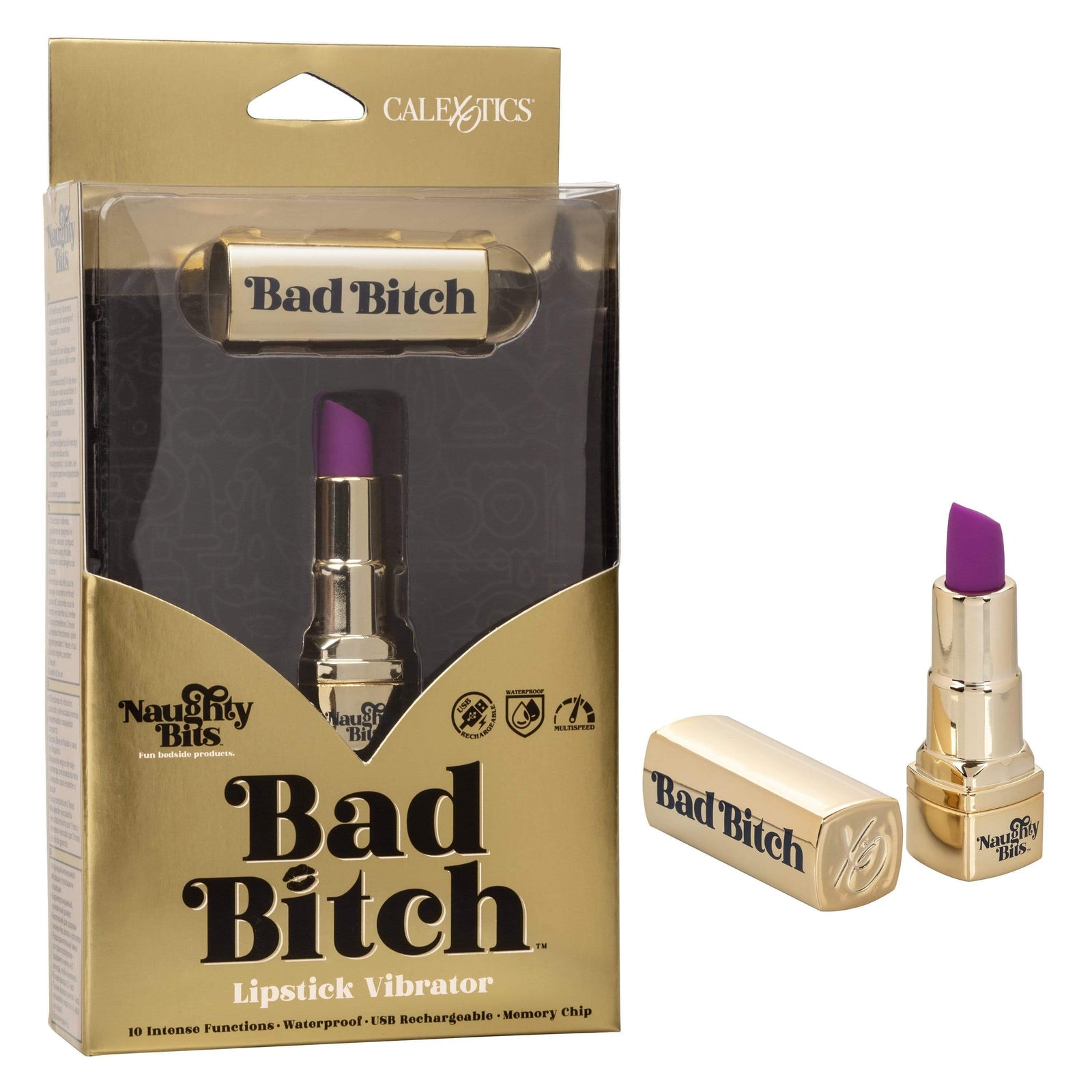 California Exotics - Naughty Bits Bad Bitch Discreet Lipstick Vibrator (Gold) -  Discreet Toys  Durio.sg