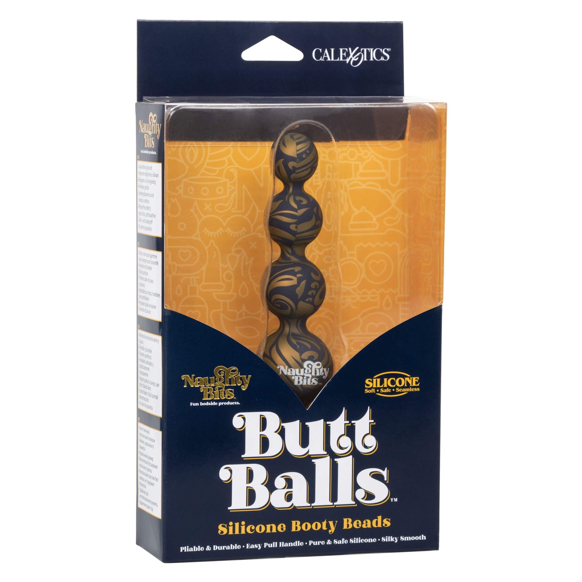 California Exotics - Naughty Bits Butt Balls Silicone Booty Beads (Black) -  Anal Beads (Non Vibration)  Durio.sg