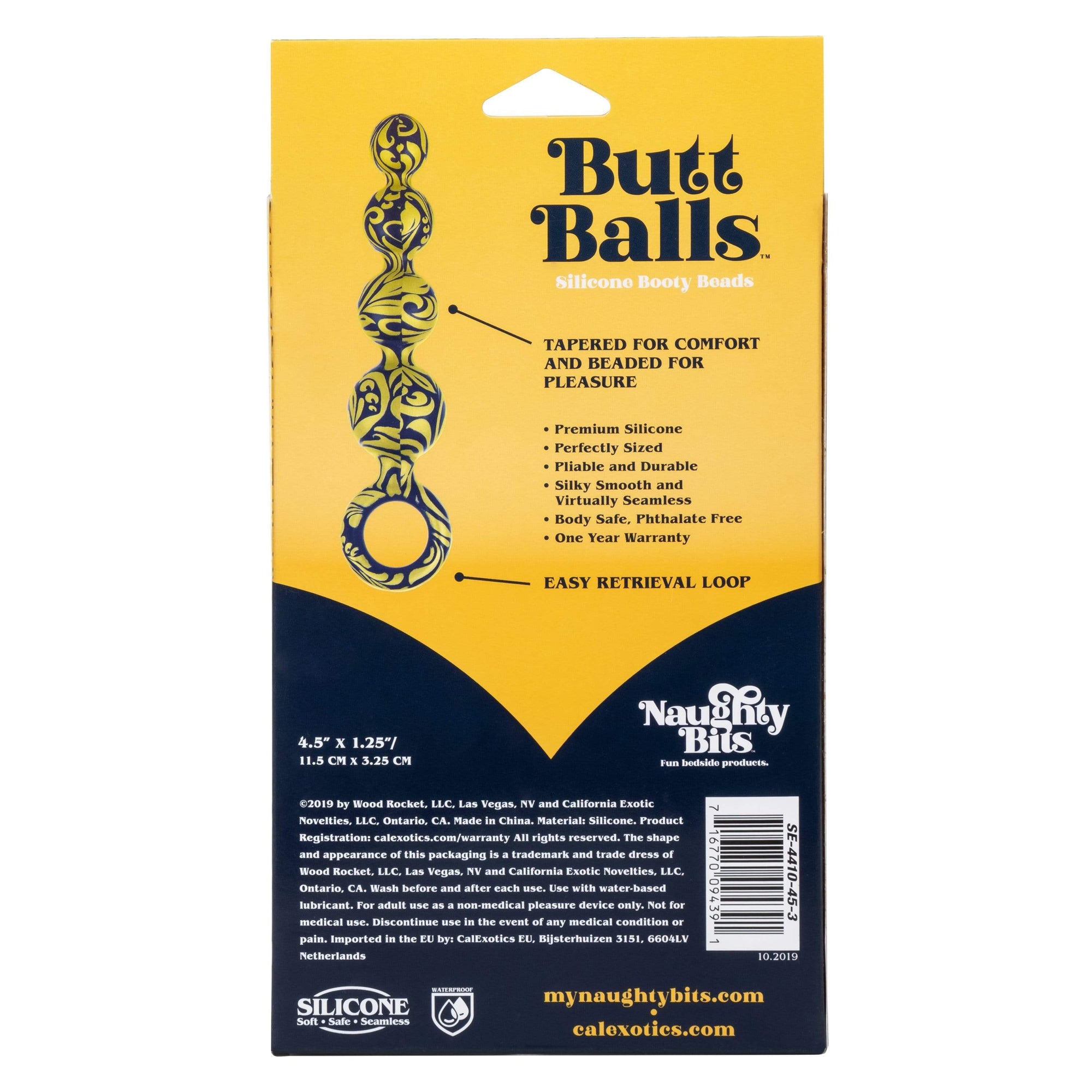 California Exotics - Naughty Bits Butt Balls Silicone Booty Beads (Black) -  Anal Beads (Non Vibration)  Durio.sg