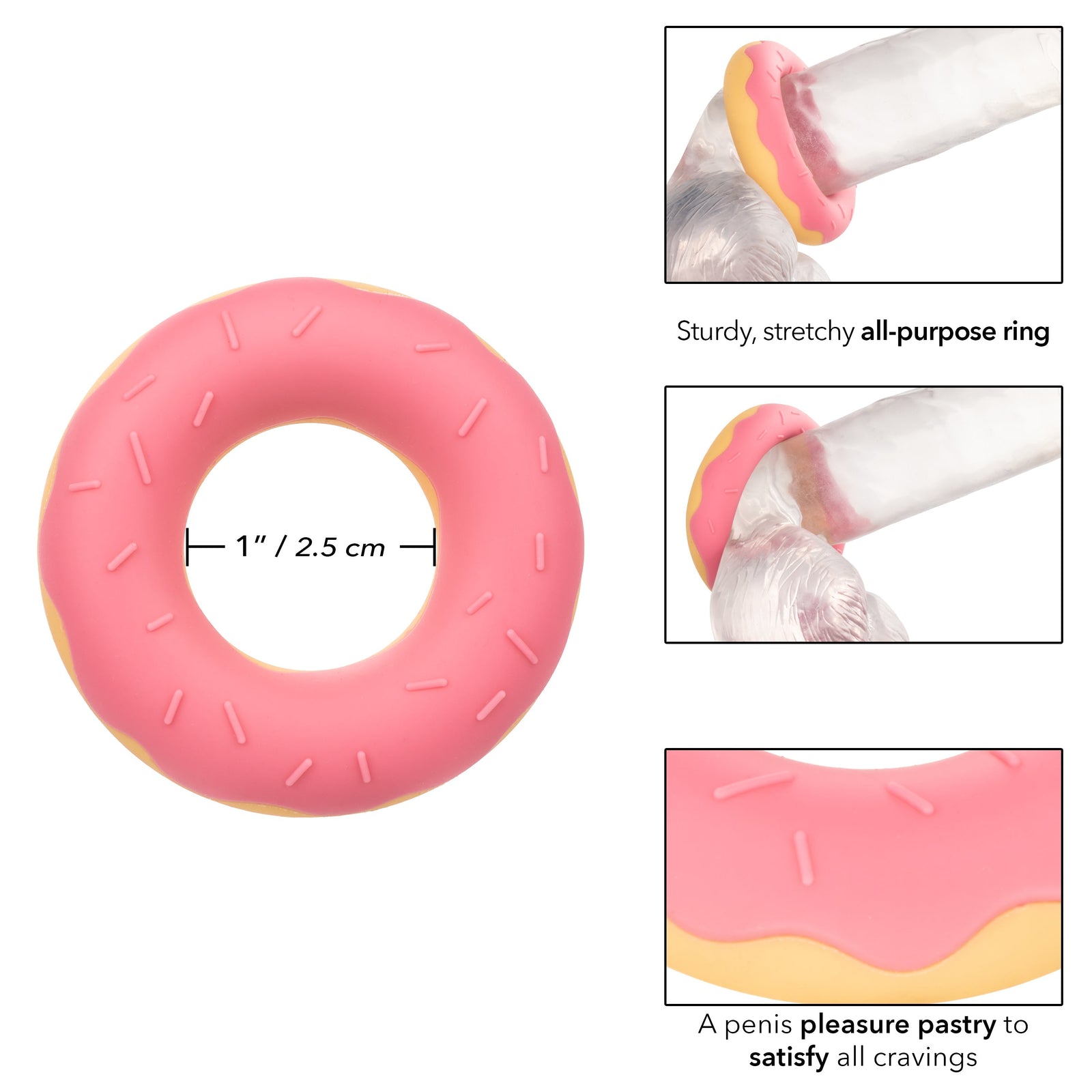 California Exotics - Naughty Bits Dickin Donuts Silicone Donut Cock Ring (Pink) -  Silicone Cock Ring (Non Vibration)  Durio.sg