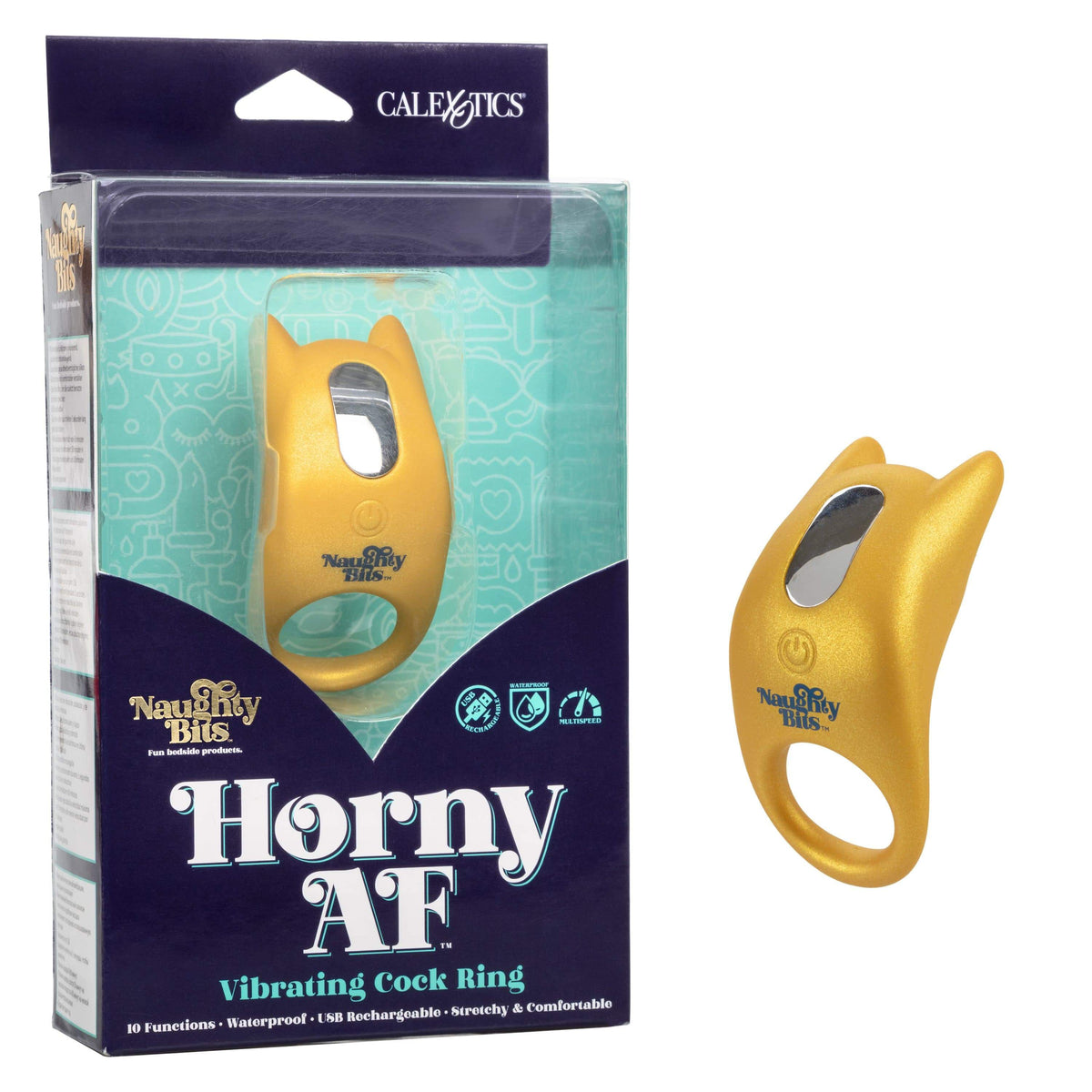 California Exotics - Naughty Bits Horny AF Vibrating Cock Ring (Yellow) -  Silicone Cock Ring (Vibration) Rechargeable  Durio.sg