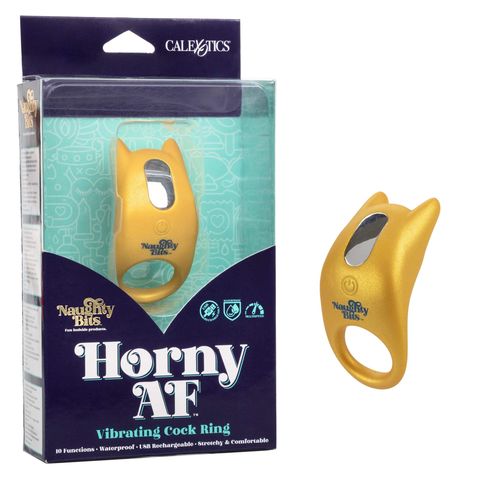 California Exotics - Naughty Bits Horny AF Vibrating Cock Ring (Yellow) -  Silicone Cock Ring (Vibration) Rechargeable  Durio.sg