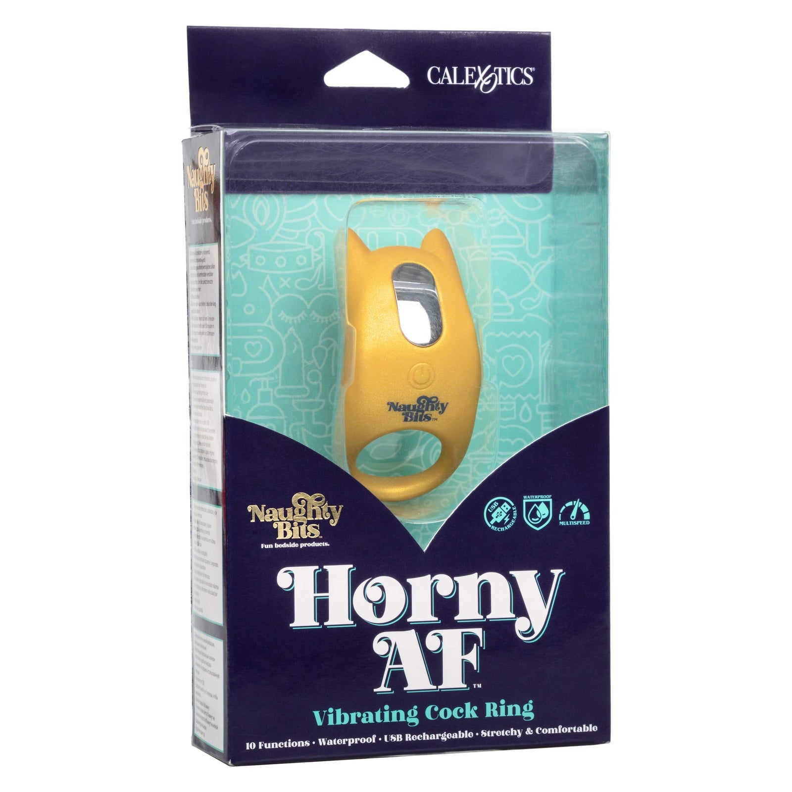 California Exotics - Naughty Bits Horny AF Vibrating Cock Ring (Yellow) -  Silicone Cock Ring (Vibration) Rechargeable  Durio.sg