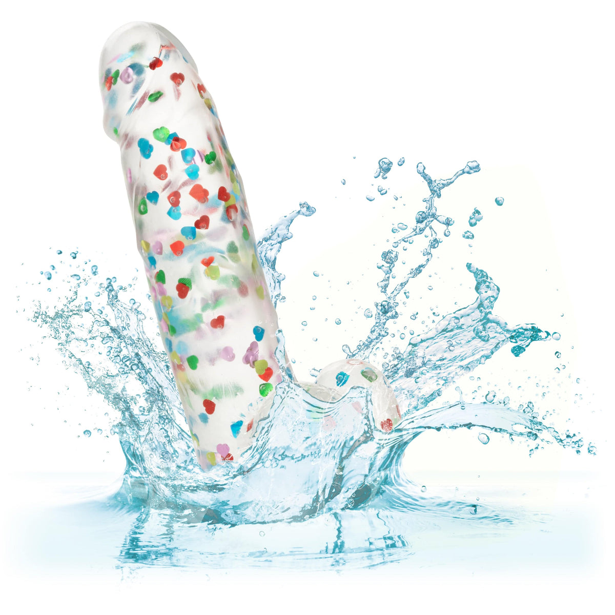 California Exotics - Naughty Bits I Love Dick Heart filled Dong Realistic Dildo with Balls 8" (Clear) -  Clit Massager (Vibration) Rechargeable  Durio.sg