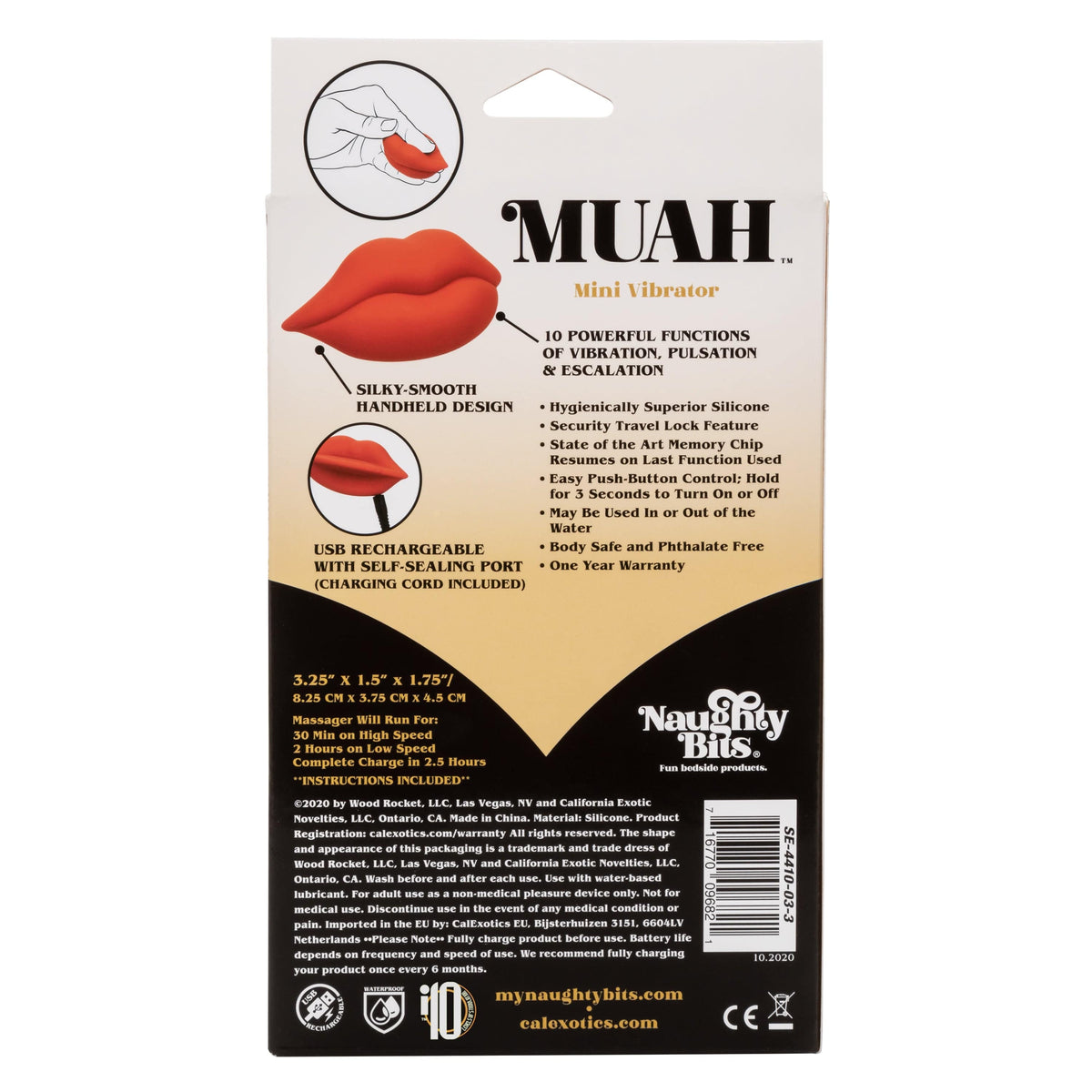 California Exotics - Naughty Bits Muah Discreet Mini Vibrator (Red) -  Discreet Toys  Durio.sg
