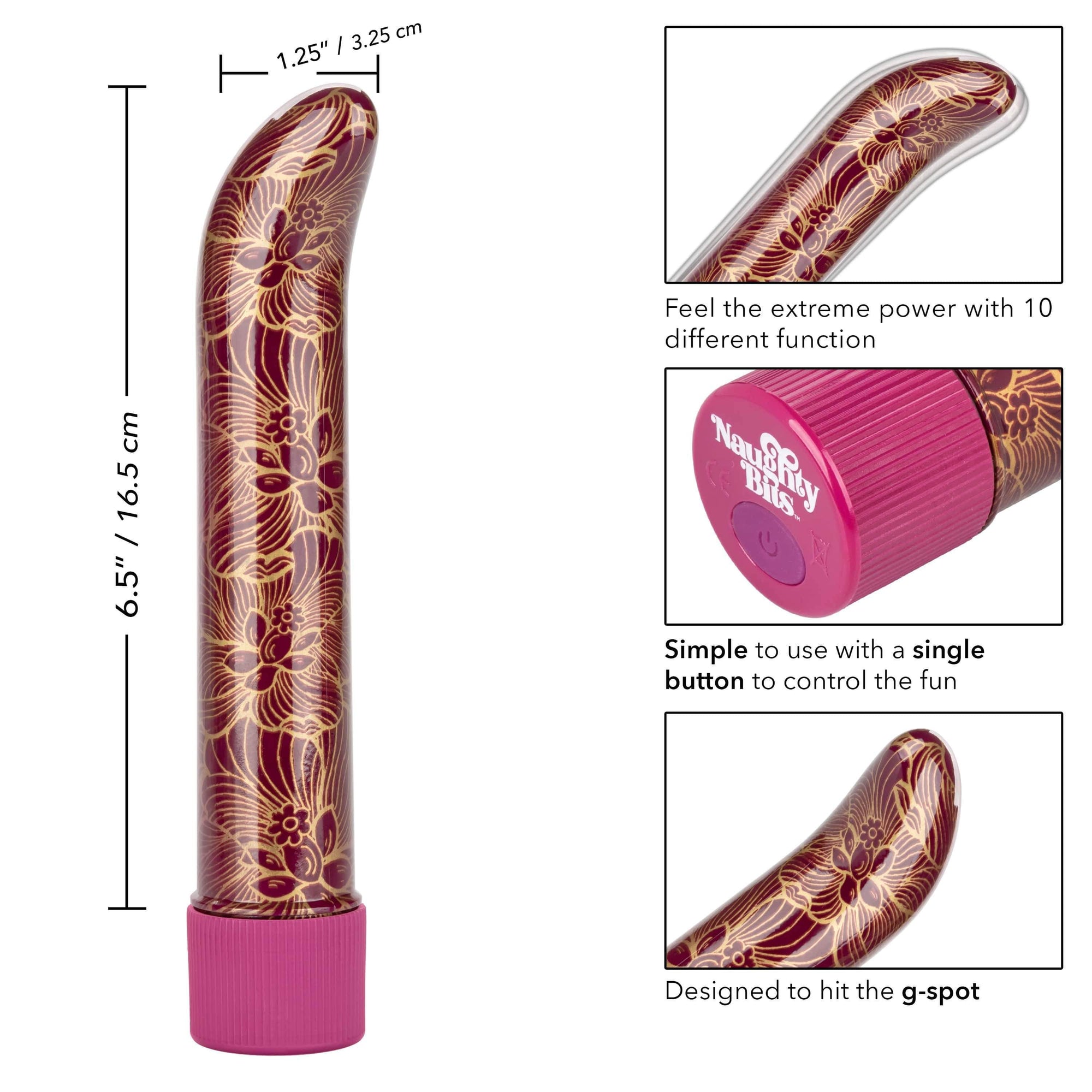 California Exotics - Naughty Bits Oh My G Spot Vibrator (Gold) -  G Spot Dildo (Vibration) Non Rechargeable  Durio.sg