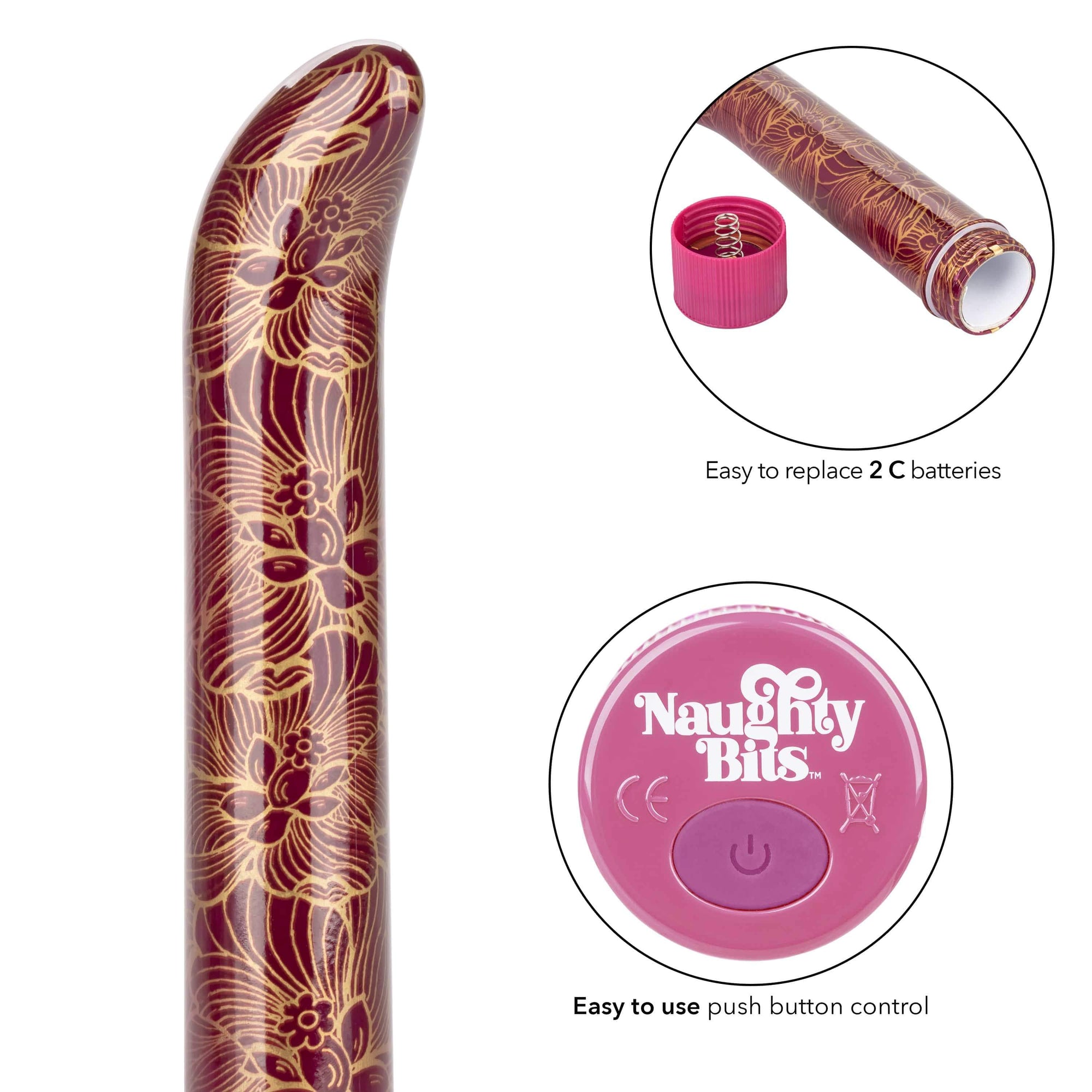 California Exotics - Naughty Bits Oh My G Spot Vibrator (Gold) -  G Spot Dildo (Vibration) Non Rechargeable  Durio.sg