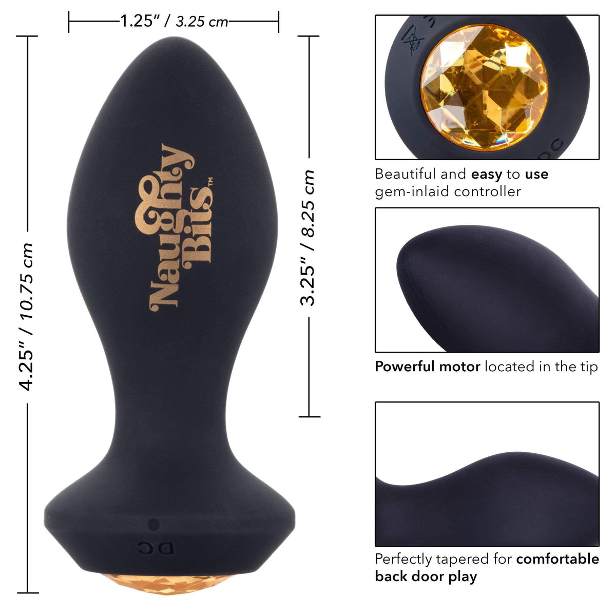 California Exotics - Naughty Bits Shake Your Ass Petite Vibrating Butt Plug (Black) -  Anal Plug (Vibration) Rechargeable  Durio.sg