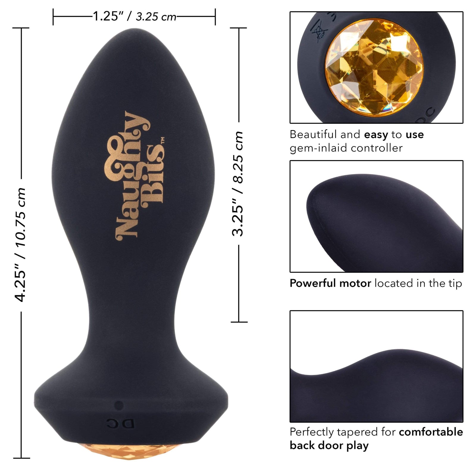 California Exotics - Naughty Bits Shake Your Ass Petite Vibrating Butt Plug (Black) -  Anal Plug (Vibration) Rechargeable  Durio.sg
