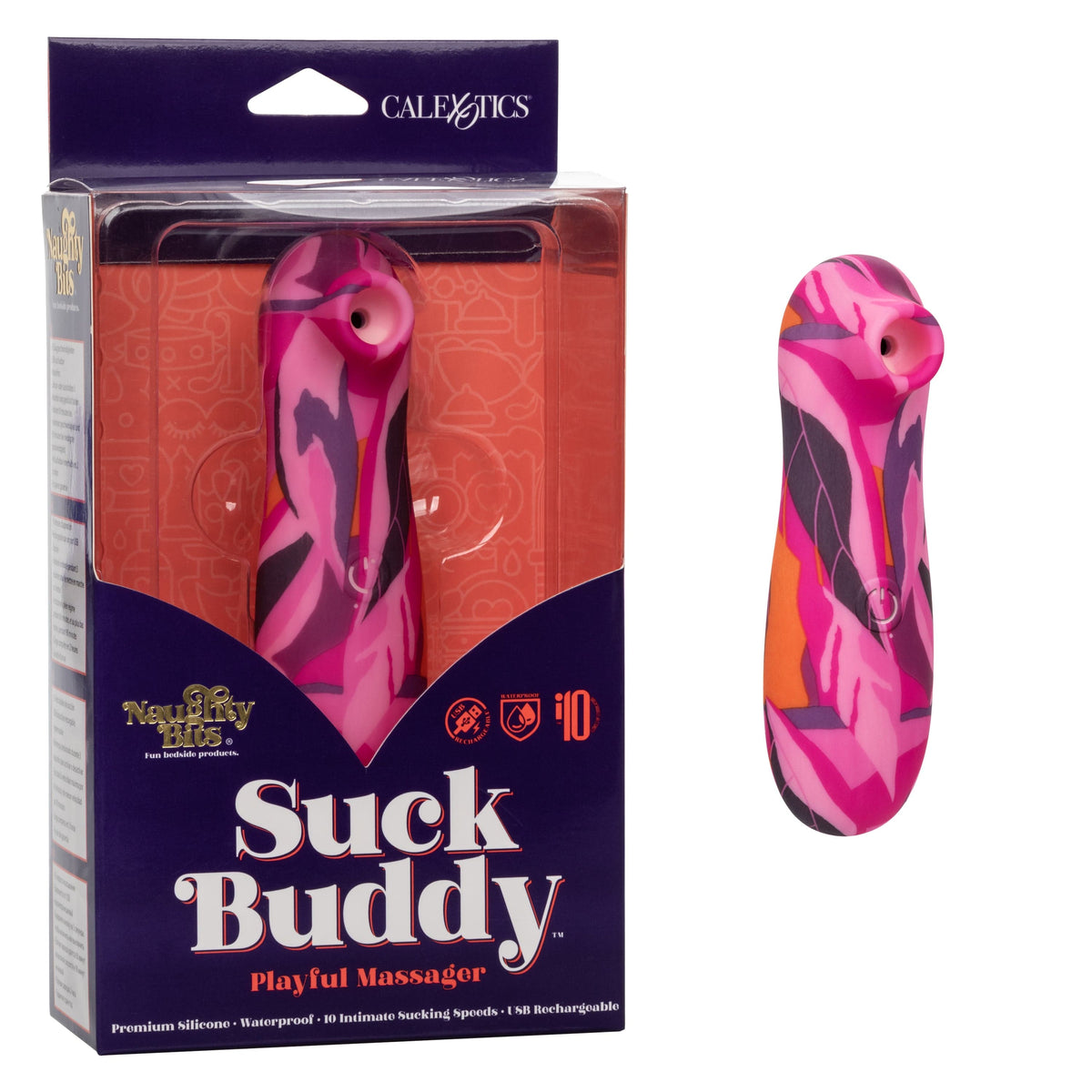 California Exotics - Naughty Bits Suck Buddy Playful Massager Clitoral Air Stimulator (Multi Colour) -  Clit Massager (Vibration) Rechargeable  Durio.sg