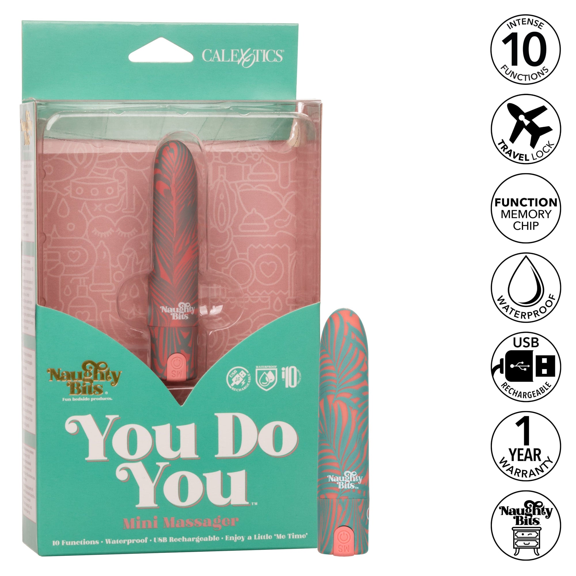 California Exotics - Naughty Bits You Do You Mini Massager Bullet Vibrator (Multi Colour) -  Bullet (Vibration) Rechargeable  Durio.sg