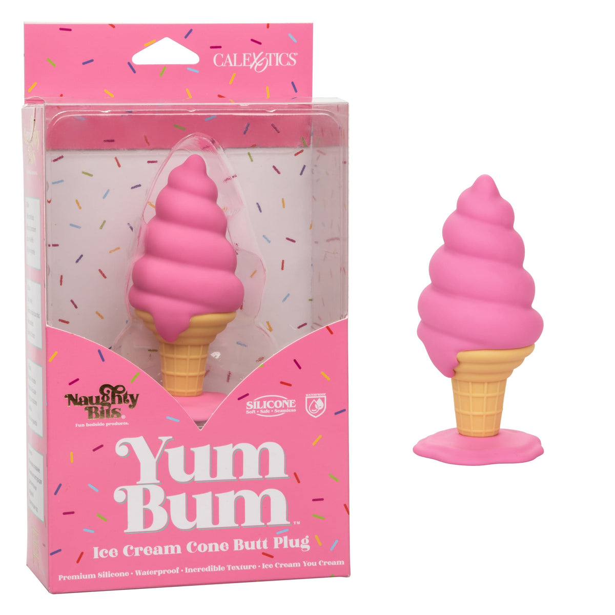 California Exotics - Naughty Bits Yum Bum Ice Cream Cone Butt Plug (Pink) -  Anal Plug (Non Vibration)  Durio.sg