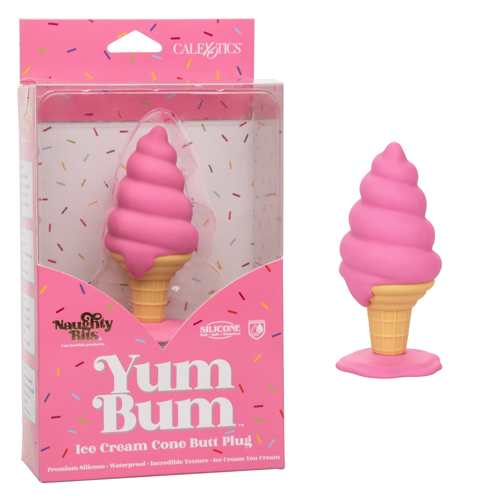 California Exotics - Naughty Bits Yum Bum Ice Cream Cone Butt Plug (Pink) -  Anal Plug (Non Vibration)  Durio.sg