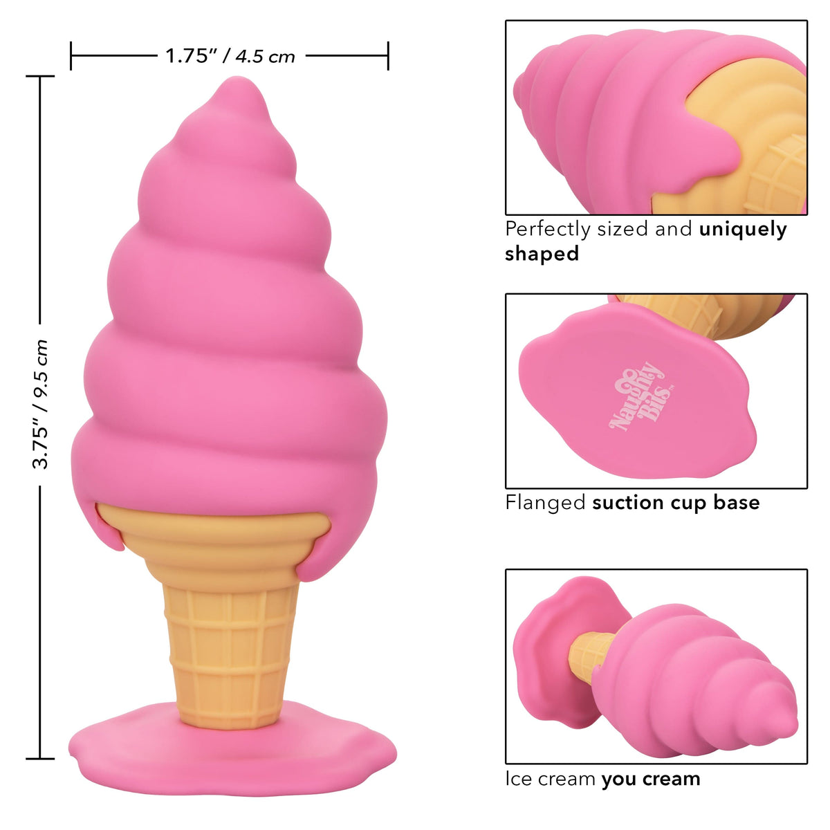 California Exotics - Naughty Bits Yum Bum Ice Cream Cone Butt Plug (Pink) -  Anal Plug (Non Vibration)  Durio.sg