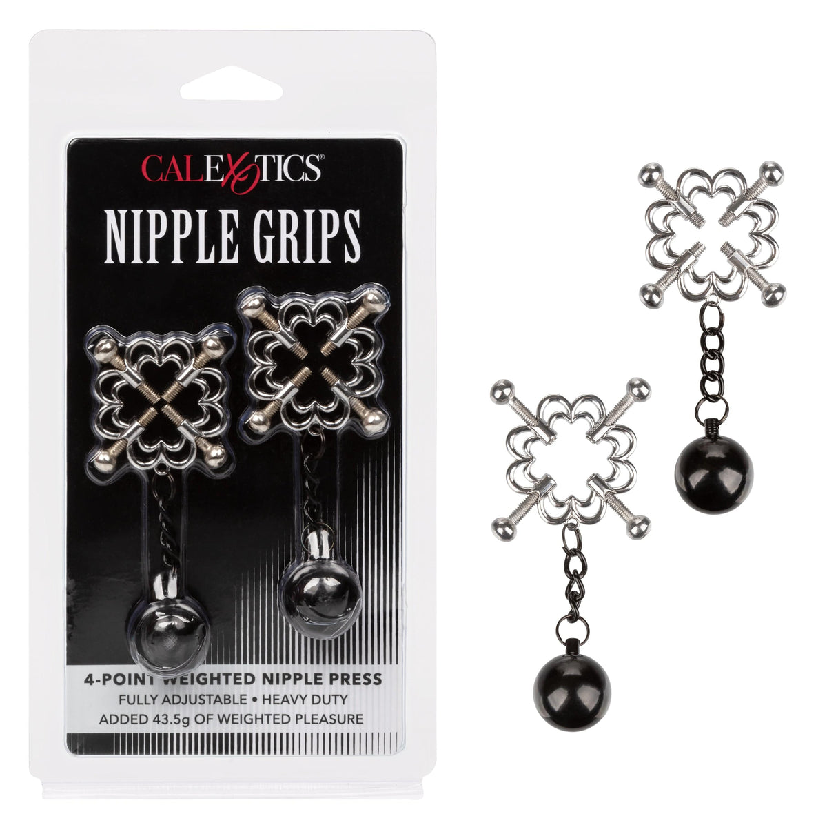 California Exotics - Nipple Grips 4 Point Weighted Nipple Press Clamps (Silver) -  Nipple Clamps (Non Vibration)  Durio.sg